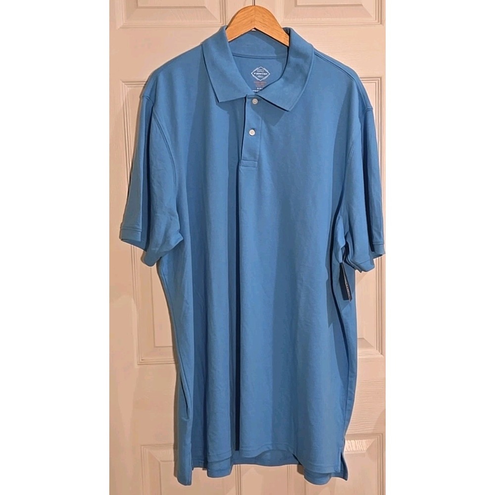 St. John's Bay Polo Shirt 2XL Light Blue Short Sleeve Comfort Stretch NEW
